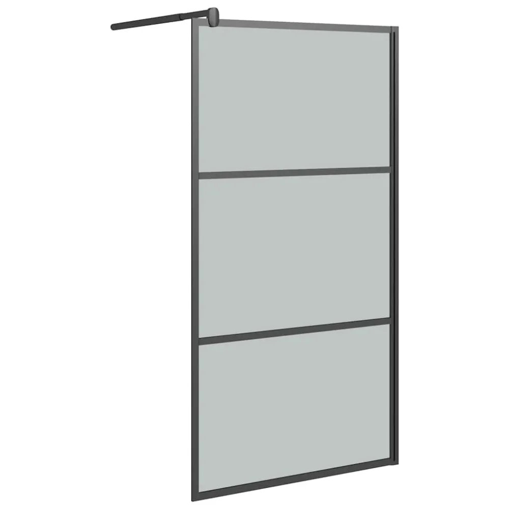 Walk-in Shower Wall 100x195cm Dark ESG Glass Black – Image 2