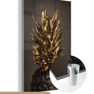 MuchoWow® Peinture sur verre 60×90 cm – Peinture sur verre acrylique – Fruits – Ananas – Or – Photo sur verre – Peintures MuchoWow® Peinture sur verre 60×90 cm – Peinture sur verre acrylique – Fruits – Ananas – Or – Photo sur verre – Peintures