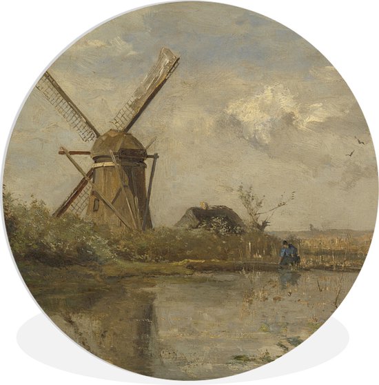 Moulin au bord d'un lac - Peinture de Paul Joseph Constantin Plaque murale en plastique