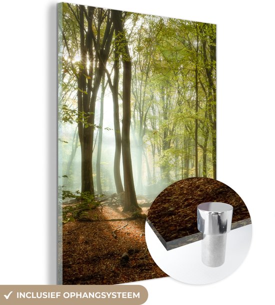 MuchoWow - Peinture sur verre - Verre acrylique - Soleil - Ciel - Herbe - Peinture sur verre d'intérieur - Peinture sur verre - 60x80 cm - Photo sur verre - Peintures - Salon