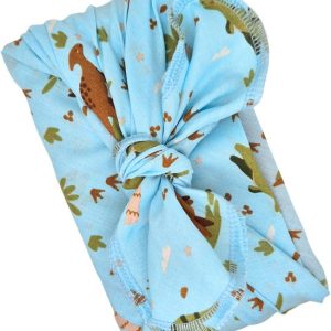 Giftwrappies Furoshiki – tissu en coton – dinosaures bleus – emballage cadeau réutilisable – 70×70 cm – durable – alternative au papier cadeau