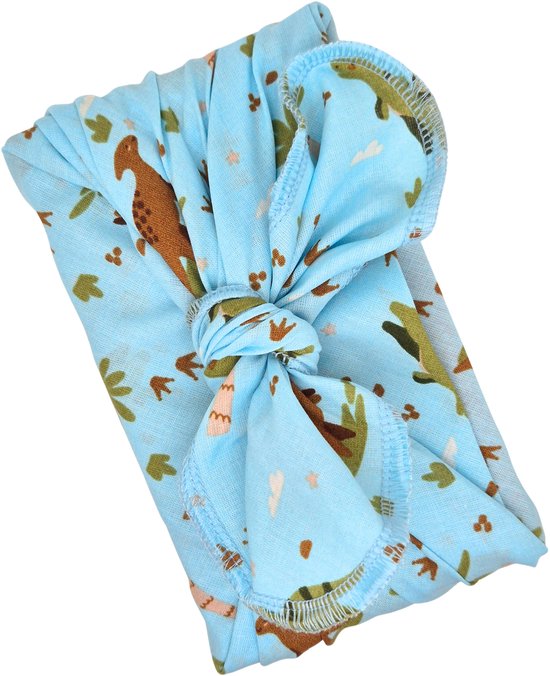 Giftwrappies Furoshiki - tissu en coton – dinosaures bleus - emballage cadeau réutilisable – 70x70 cm - durable - alternative au papier cadeau