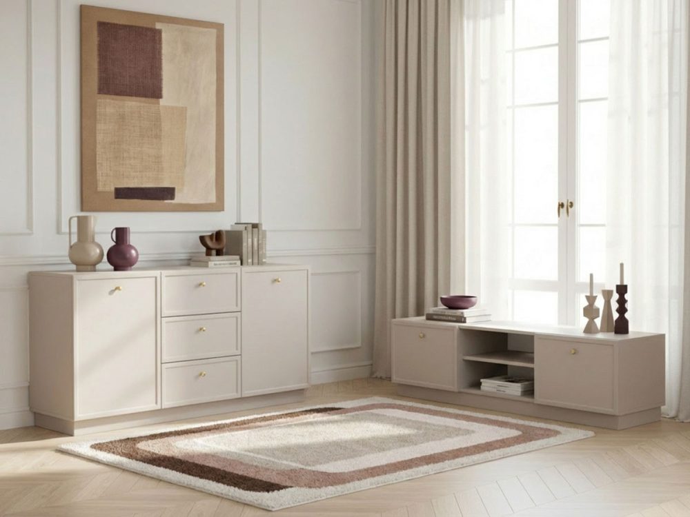Ensemble LORINA avec buffet 150 cm + meuble TV 150 cm poignees or – Image 2