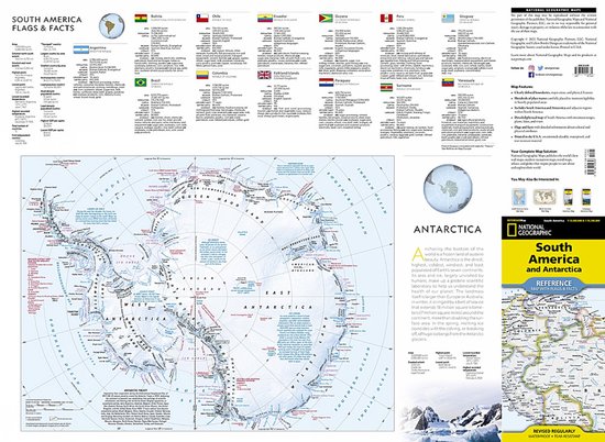 National Geographic South America and Antarctica Map (Folded with Flags and Facts) folded with flags and facts