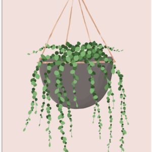 Illustration d’une plante de pois suspendue sur fond rose 20×30 cm – petite Illustration d’une plante de pois suspendue sur fond rose 20×30 cm – petite