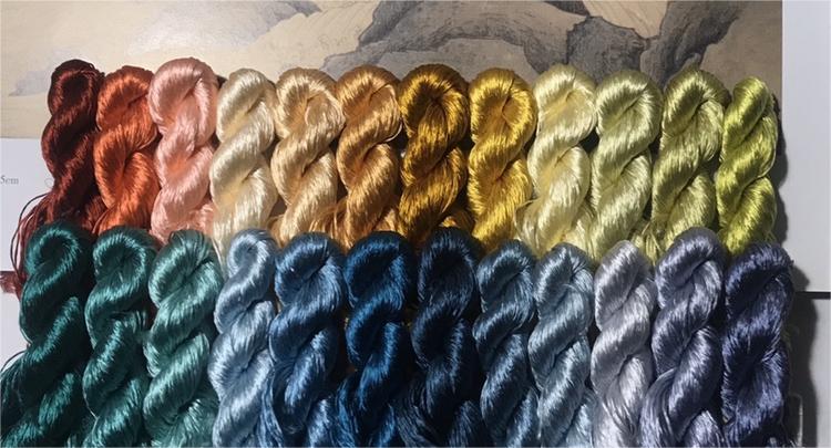 80m Suzhou Embroidery Untwisted Mulberry Silk Thread(#海啸龙吟 80m*24) - Ronghua Threads