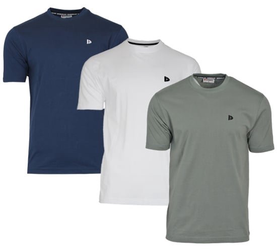 Lot de 3 t-shirts Donnay (Vince) - T-shirt sport - Homme - Bleu marine/ White/vert jungle (689) - Taille XXL