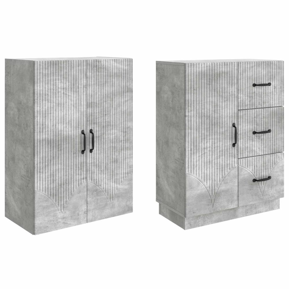 Cabinet Set 2 pcs Concrete Grey Engineered Wood – Image 3