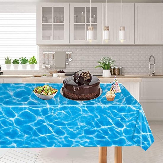 Lot de 2 nappes imperméables bleues de 137 x 274 cm, adaptées à une utilisation intérieure et extérieure. Protection optimale pour votre table.