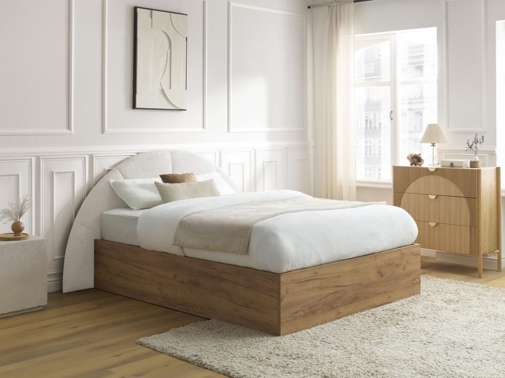 Lit coffre DORIAN tissu bouclette – Image 2