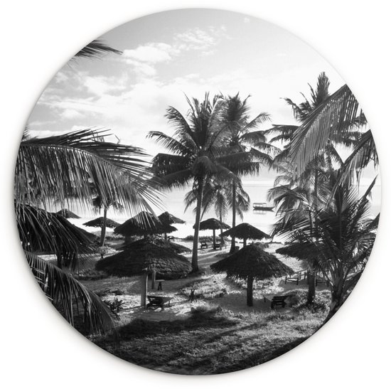 Palmiers sur Zanzibar Assiette en plastique cercle mural ⌀ 150 cm XXL / Groot format!