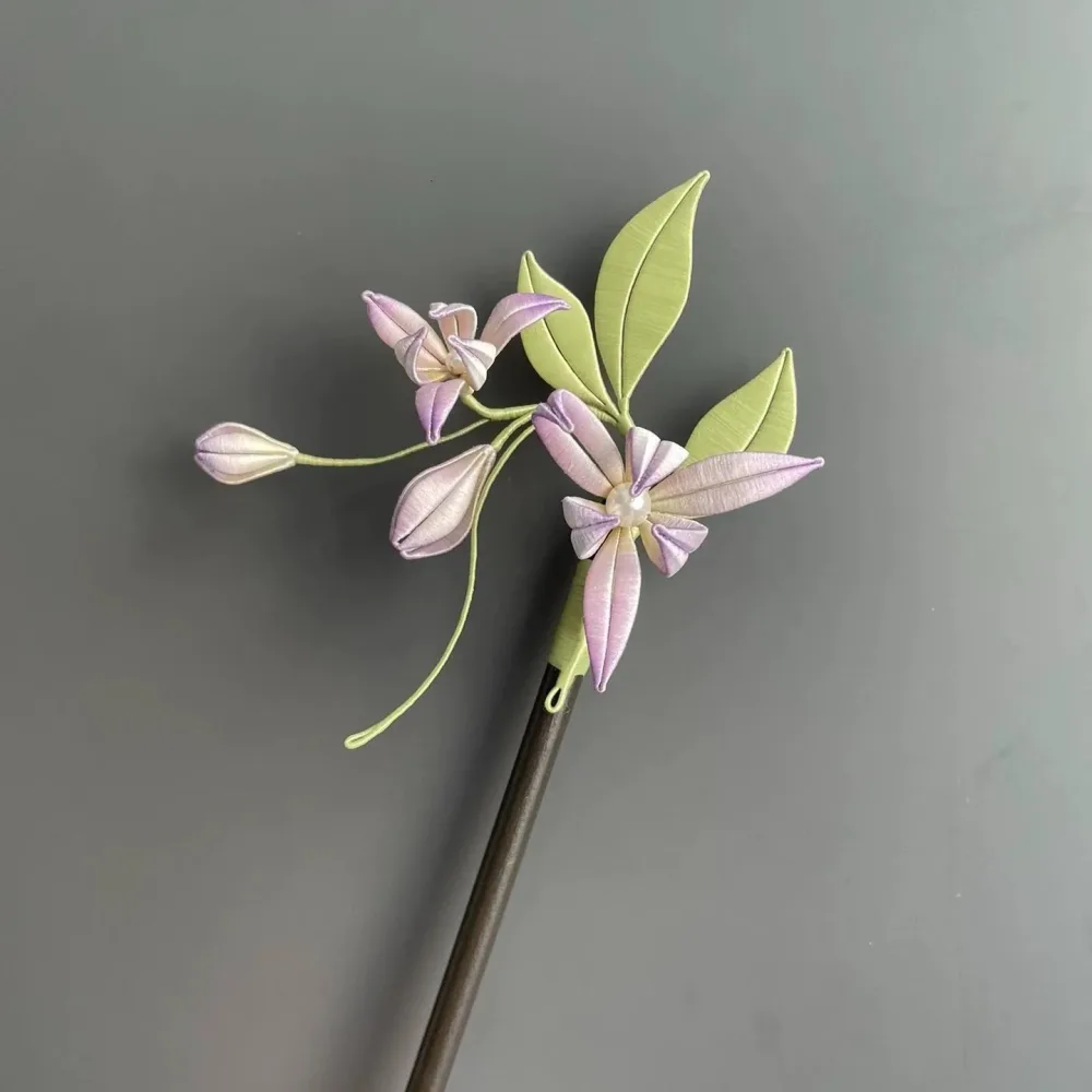 Orchid Handmade Hairpin - Silk Hairpin(Chanhua) – Image 2