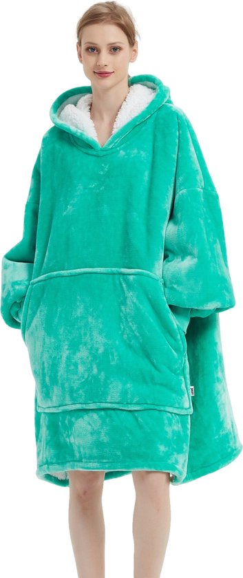 JAXY - Hoodie Deken - Snuggle Hoodie - Fleece Deken Met Mouwen - Snuggle - Cuddle Hoodie - 1450 Gram - Vert