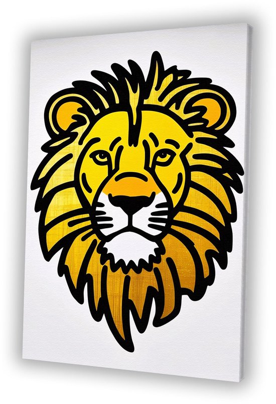 Illustration tête de lion moderne - Peinture lion - Décoration murale toile animaux - Pop Art - Art décoratif - Oeuvre peinture - toile 100x150 cm