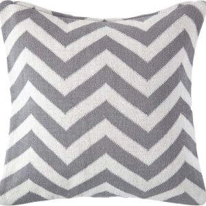Homescapes Housse de coussin gris en coton à motif chevron, 45 x 45 cm Homescapes Housse de coussin gris en coton à motif chevron, 45 x 45 cm