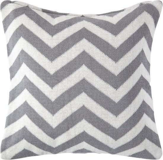 Homescapes Housse de coussin gris en coton à motif chevron, 45 x 45 cm