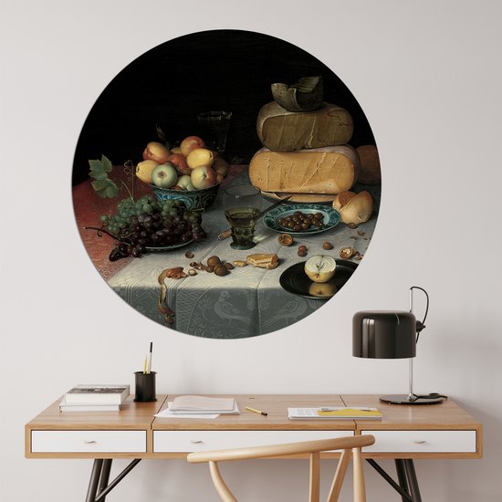 Mur Cercle Nature morte aux fromages, Floris Claesz. van Dijck Ø 140 cm / Dibond - Recommandé