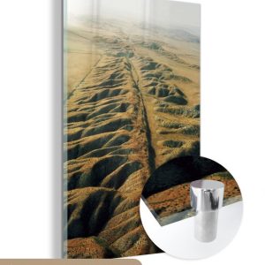 MuchoWow® Peinture sur verre 40×60 cm – Peinture sur verre acrylique – Ligne de faille de San Andreas – Photo sur verre – Peintures