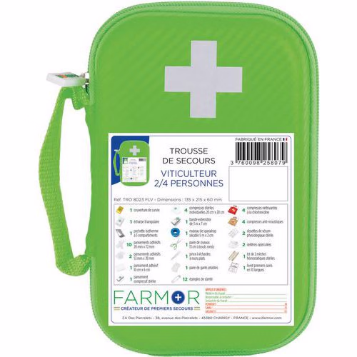Trousse de secours Viticulteur 4 personnes Polyuréthane Fluo
