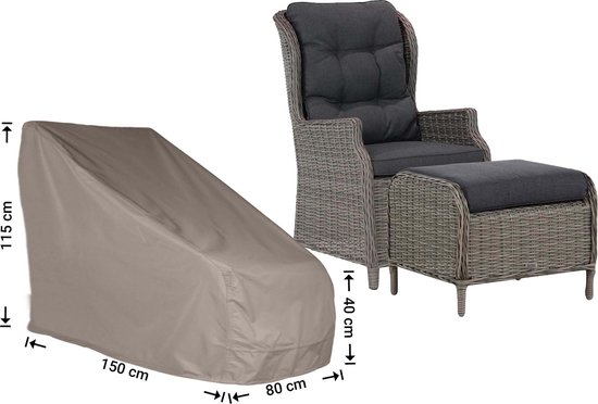 Housse de chaise de jardin Raffles Covers - 150 x 80 H : 115 cm - RADJC150 - Imperméable | Solution teint | Résistant aux UV | Cordon élastique | Aérateurs - Housse de protection pour salon de jardin