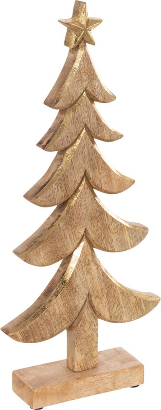 J-Line décoration Sapin de Noël - bois - or - large