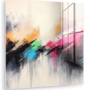 MuchoWow® Tableau sur verre 20×20 cm – Tableau sur verre acrylique – Dynamique – Abstrait – Coloré – Zwart – Photo sur verre – Décoration murale salon – Décoration murale chambre – Peintures MuchoWow® Tableau sur verre 20×20 cm – Tableau sur verre acrylique – Dynamique – Abstrait – Coloré – Zwart – Photo sur verre – Décoration murale salon – Décoration murale chambre – Peintures