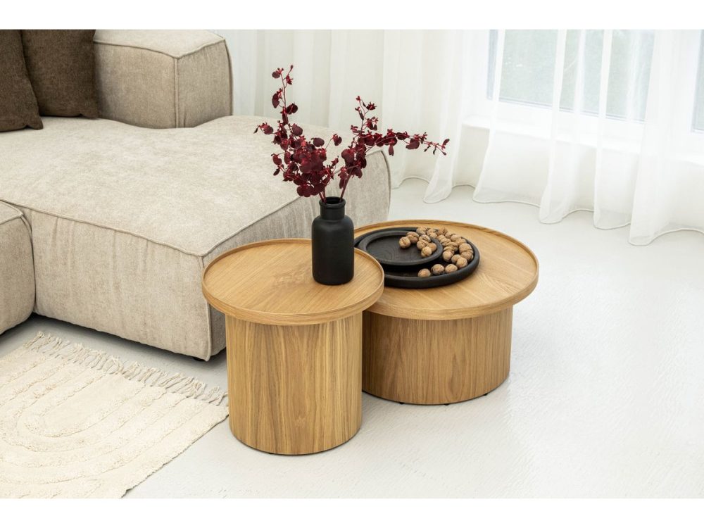 Table basse D.45 cm CASTELLANE placage chene massif – Image 2