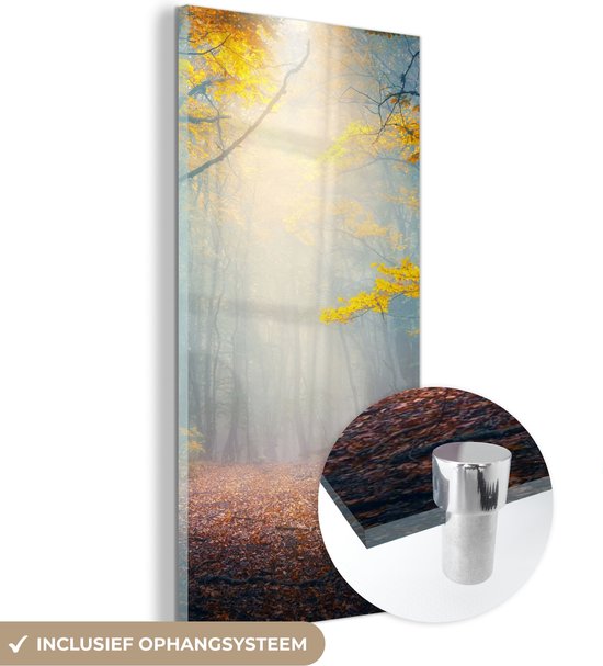 MuchoWow® Peinture sur verre - Forêt - Brouillard - Automne - 20x40 cm - Peintures sur verre acrylique - Photo sur Glas