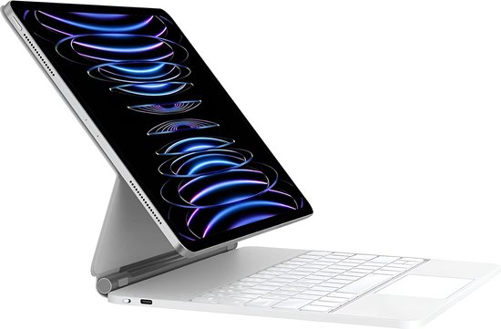 Housse de clavier pour iPad compatible avec Apple iPad Pro 13 pouces (2024) - Étui pour clavier magnétique Bluetooth - Clavier pour tablette - Housse pour tablette - avec pavé tactile, souris et Siècle des Lumières - Wit - QWERTY
