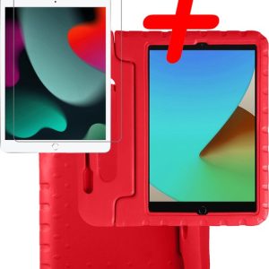 iPad 10.2 2021 Coque Kinder Coque Antichoc Avec Protecteur D&rsquo;écran – Convient aux Enfants iPad 10.2 2021 Coque Kids – Rouge