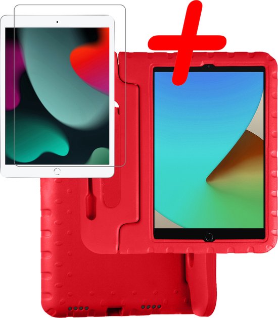 iPad 10.2 2021 Coque Kinder Coque Antichoc Avec Protecteur D'écran - Convient aux Enfants iPad 10.2 2021 Coque Kids - Rouge