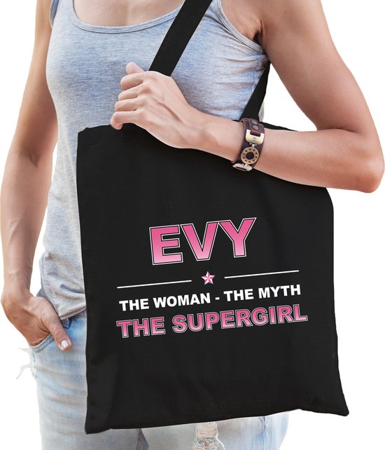 Nom cadeau Evy - La femme, Le mythe le sac en coton supergirl - Sac shopping anniversaire / mère / collègue / petite amie