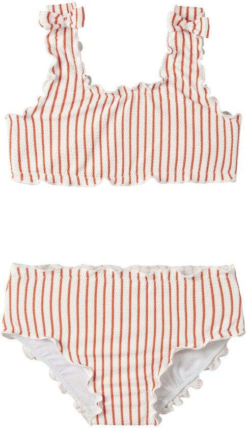 Name It Ensemble Bikini Fille Côtelé NMFZIKKA Nœud Rouge Rayé - Taille 86/92