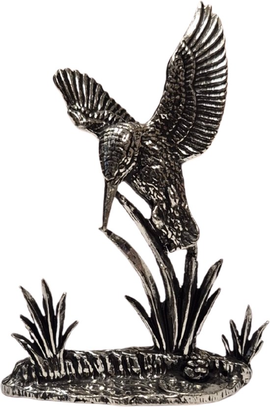 Luxe Figurine 3-D Martin-pêcheur Pêchant Image en Étain Métal Étain Figurine de Martin-pêcheur Image d'Oiseau Figurine d'Oiseau