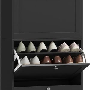 Meuble à chaussures rabattable HOMCOM – Aggloméré – 60×23,5x151cm – Noir