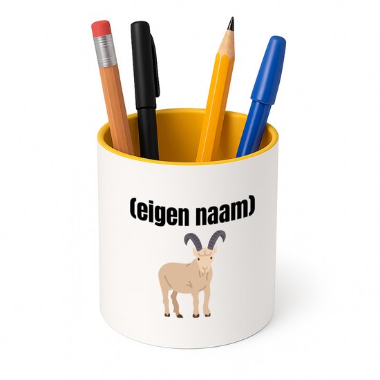 Hacebo® – Chèvre avec corne avec eigen naam Pot à crayons – Chèvre – amoureux des chèvres – pot à crayons – avec eigen naam – amoureux des animaux – joli cadeau pour quelqu’un qui aime les chèvres – cadeau – cadeau – Pot à crayons jaune Hacebo® – Chèvre avec corne avec eigen naam Pot à crayons – Chèvre – amoureux des chèvres – pot à crayons – avec eigen naam – amoureux des animaux – joli cadeau pour quelqu’un qui aime les chèvres – cadeau – cadeau – Pot à crayons jaune