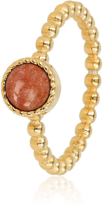 My Bendel - Bague Berry Quartz avec billes | Doré & Rouge - avec emballage cadeau de luxe | Bijoux pour femmes | Taille 19.00 mm / Taille 60