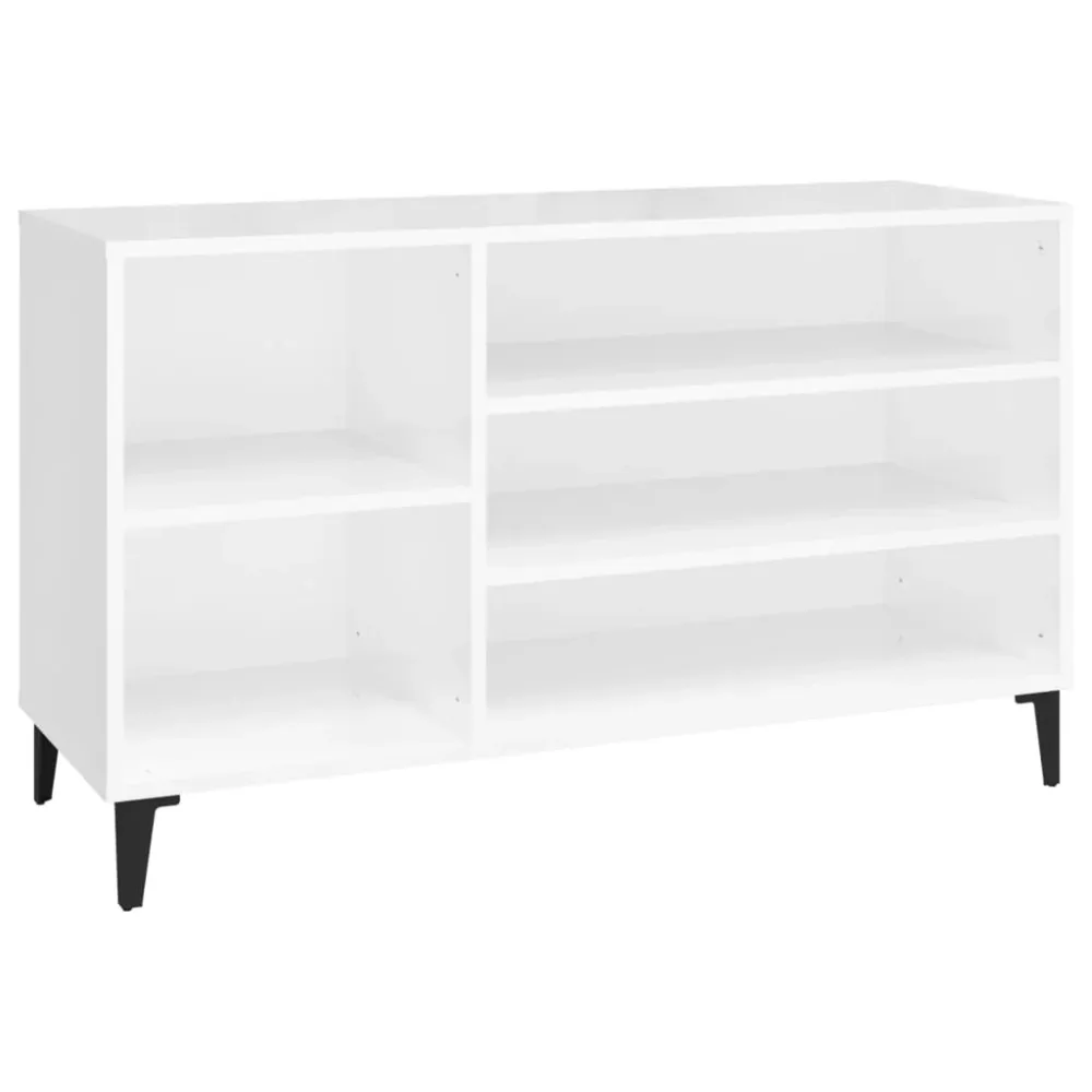 Shoe Cabinet High Gloss White 102x36x60 cm Engineered Wood – Image 2
