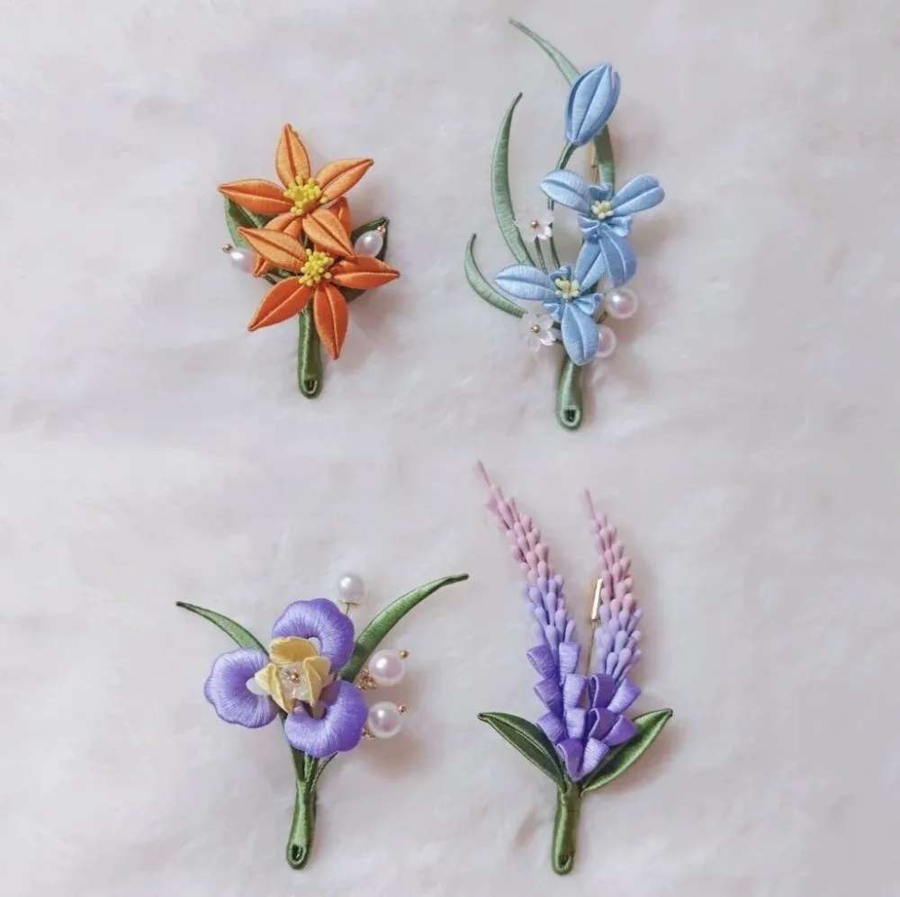 Handmade Chanhua Iris Brooch - Purple Flower Brooch – Image 3