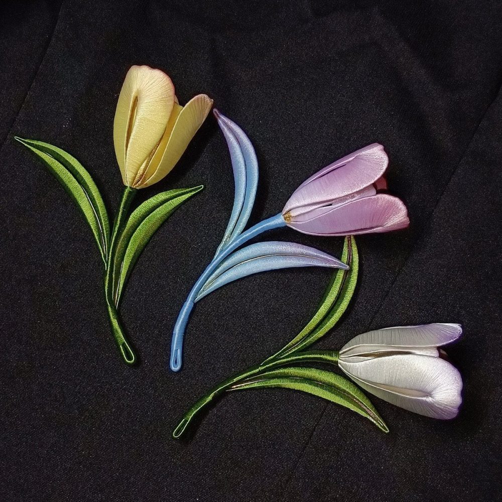 Handmade Thread-Wrapped Tulip Brooch - Elegant Chanhua Floral Jewelry – Image 2