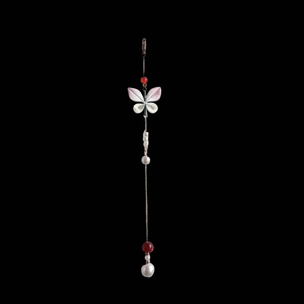 Handmade Chanhua Thread-Wrapped Butterfly Pendant - Elegant Tassel Hanging Ornament