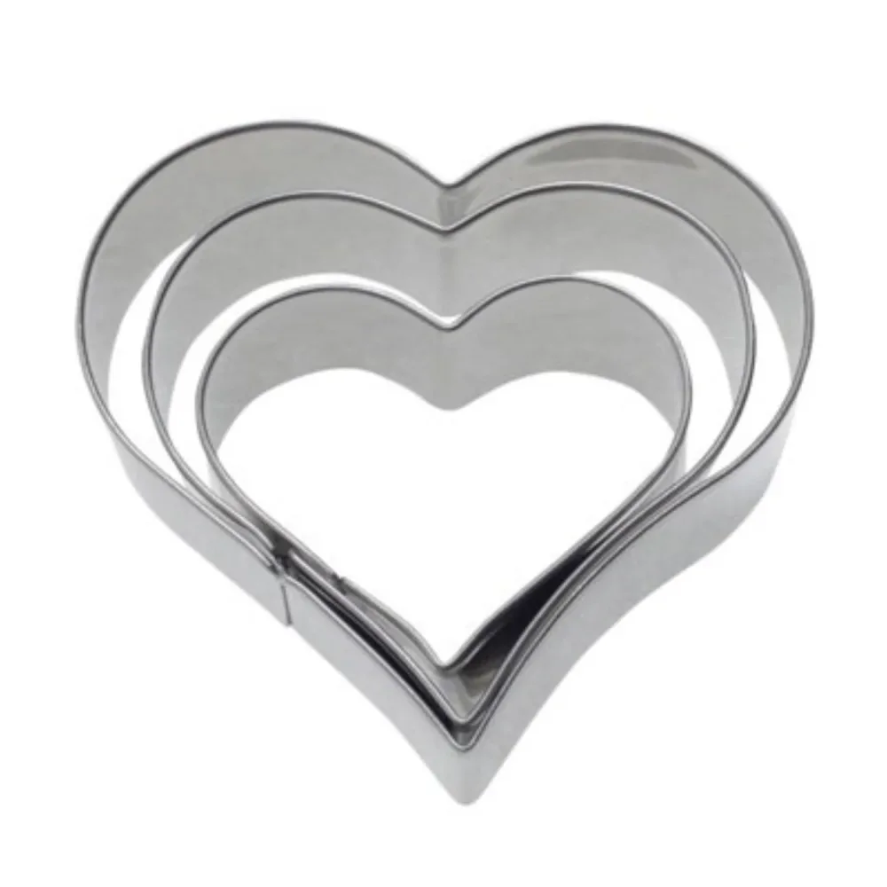 3 Stk. Terrassen-Ausstechformen Herz, 4,5,6cm Edelstahl