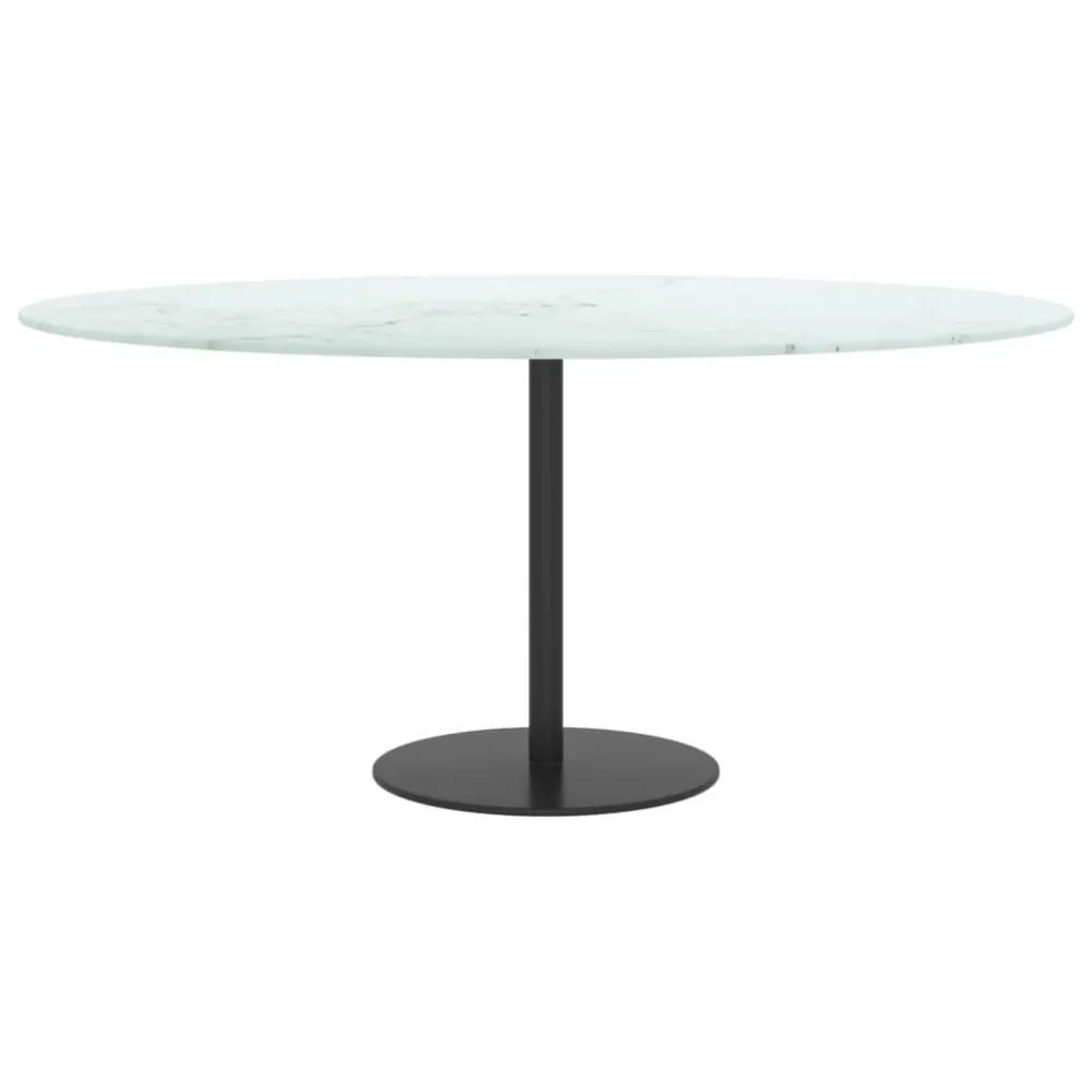 Table Top White Ø90x1 cm Tempered Glass with Marble Design – Image 3