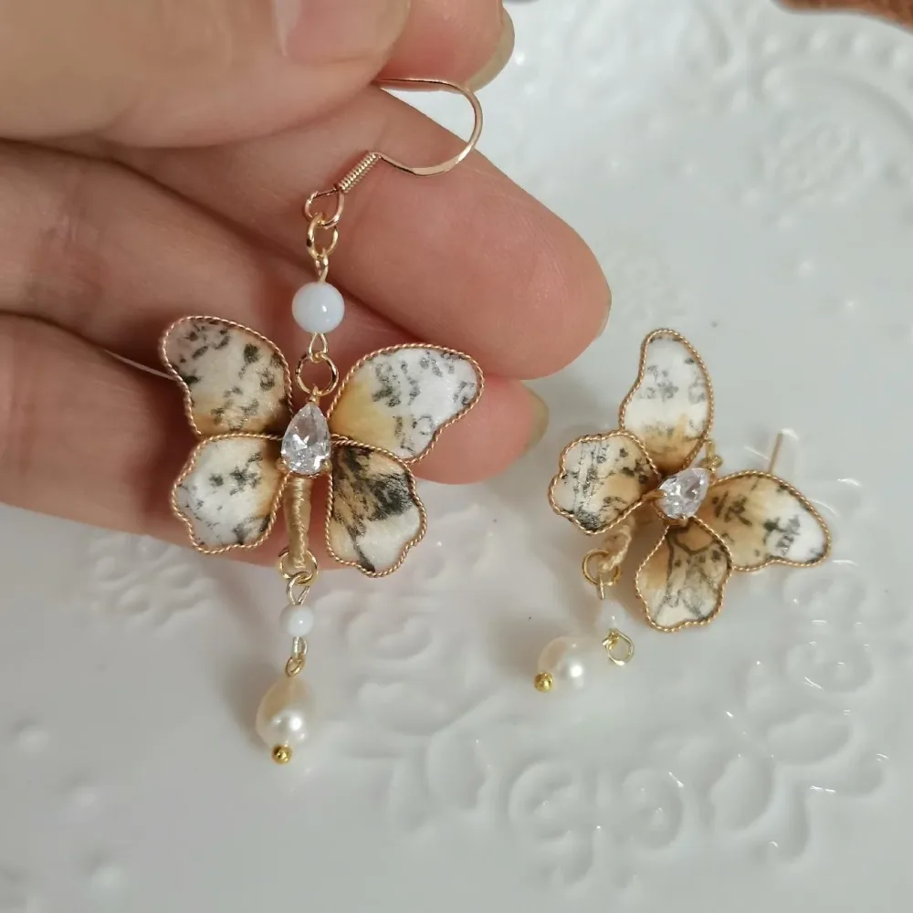 Butterfly Bespoke Earrings - Silk Earrings(Ronghua) – Image 2