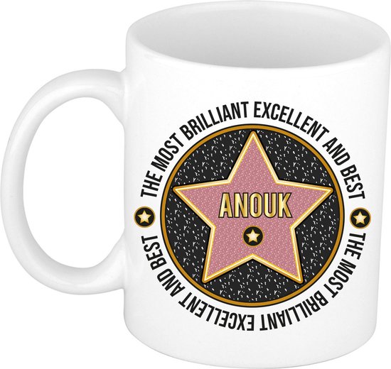 Mug Bellatio Decorations avec nom Anouk - blanc - Most Brilliant - céramique - 300 ml - tasse collègue - cadeau