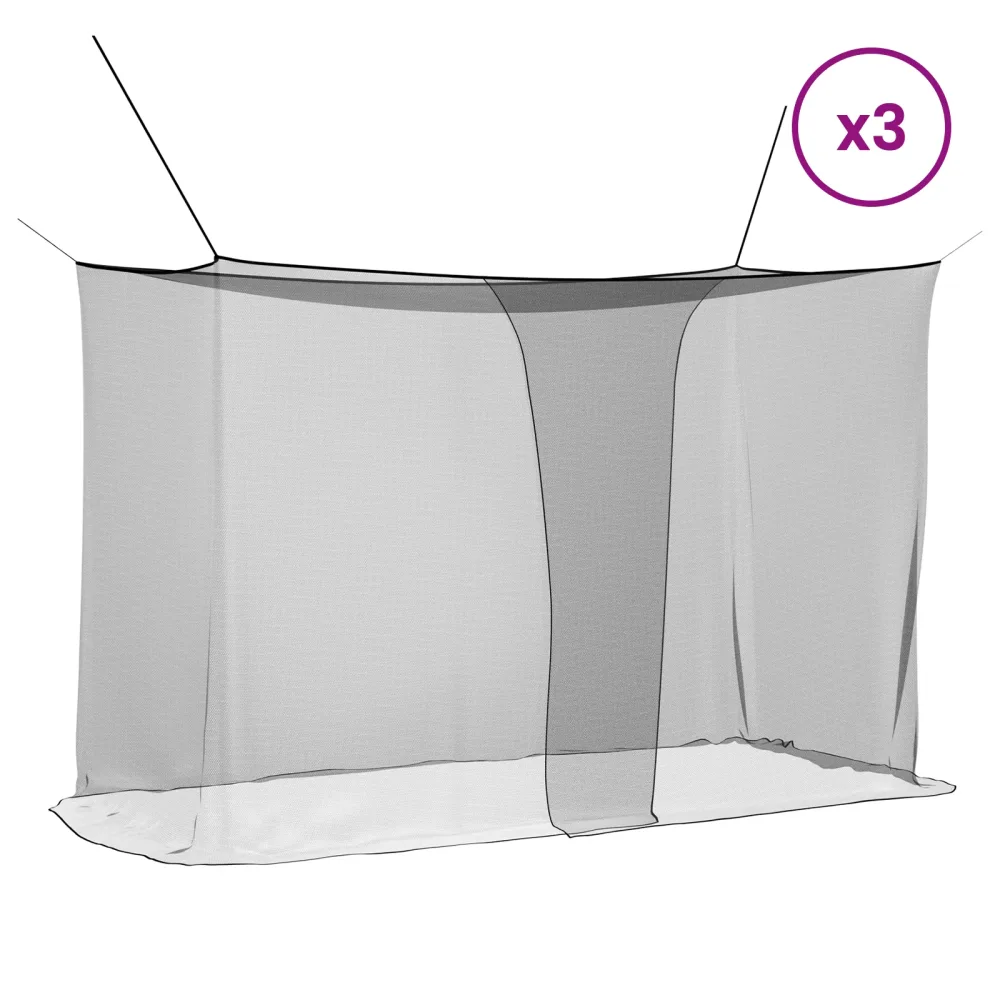 Mosquito Net for Bed 156 Mesh 3 pcs Black Polyester – Image 2