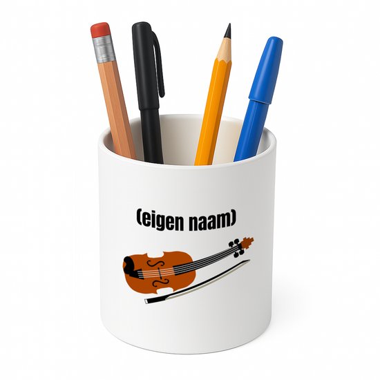 Hacebo® - violon avec nom propre Pennenbakje - Violon - amateurs de musique - porte-plumes - quelqu'un qui aime les violons - anniversaire - cadeau - cadeau - présent Pennenbakje blanc