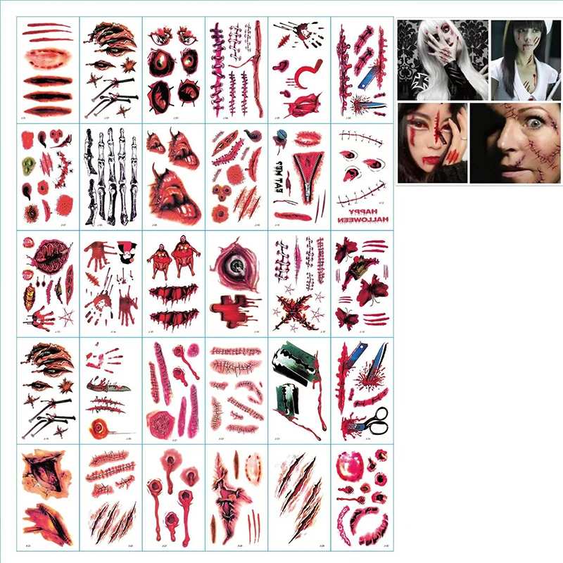 Tatouage temporaire de maquillage de farce d'Halloween – Image 3