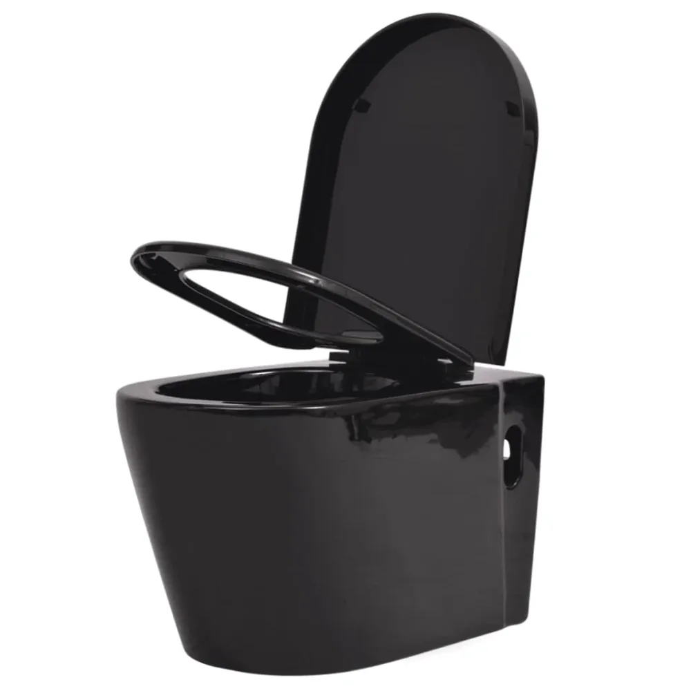 Wall Hung Toilet Ceramic Black – Image 2