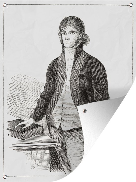 Illustration d'un portrait d'Alexandre von Humboldt avec affiche de jardin livre 60x80 cm - Toile de jardin / Toile d'extérieur / Peintures d'extérieur (décoration de jardin)